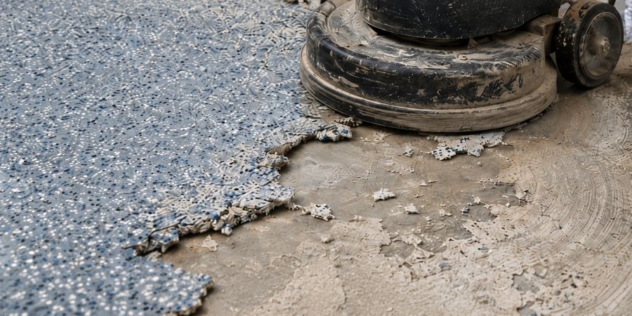 Grinding off a failed DIY garage floor coating